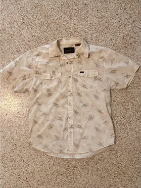 Howler Brothers Cream Short-Sleeve Button-Down Shirt with Leaf Print